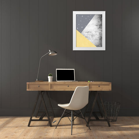 Yellow Grey Mountains 3 White Modern Wood Framed Art Print by Urban Epiphany