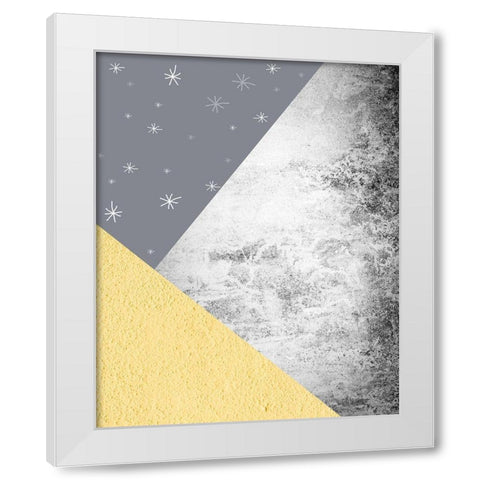 Yellow Grey Mountains 3 White Modern Wood Framed Art Print by Urban Epiphany