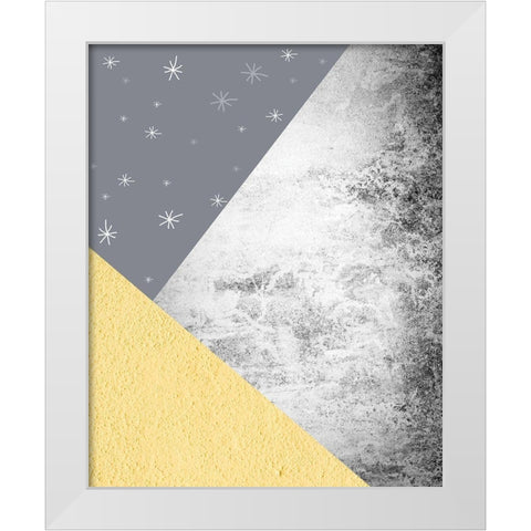 Yellow Grey Mountains 3 White Modern Wood Framed Art Print by Urban Epiphany
