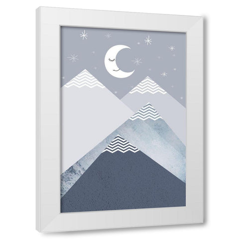 Navy Mountains 2 White Modern Wood Framed Art Print by Urban Epiphany