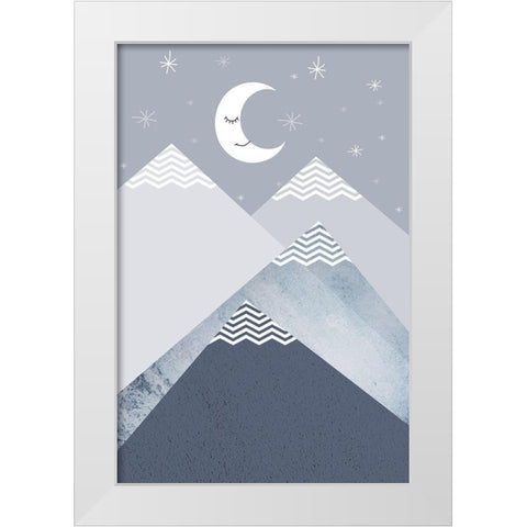 Navy Mountains 2 White Modern Wood Framed Art Print by Urban Epiphany