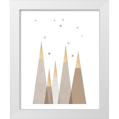 Beige Mountains 3 White Modern Wood Framed Art Print by Urban Epiphany