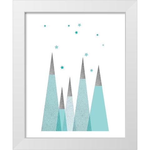 Teal Mountains 3 White Modern Wood Framed Art Print by Urban Epiphany