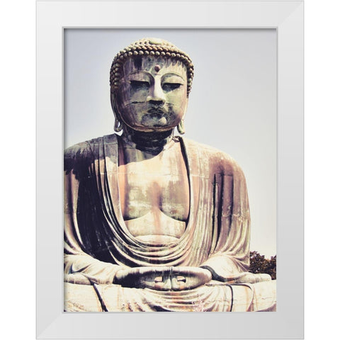 Buddha Good Morning White Modern Wood Framed Art Print by Urban Epiphany