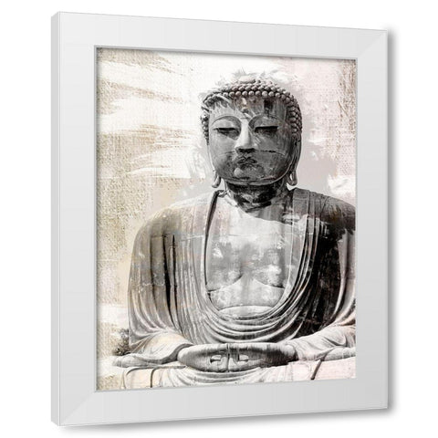Japanese Buddha White Modern Wood Framed Art Print by Urban Epiphany