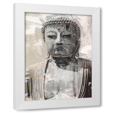 Japanese Buddha Close Up White Modern Wood Framed Art Print by Urban Epiphany