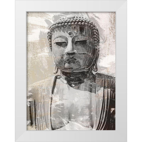 Japanese Buddha Close Up White Modern Wood Framed Art Print by Urban Epiphany