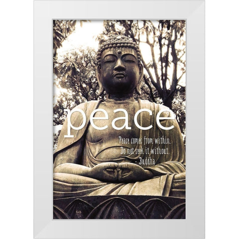 Peace Buddha White Modern Wood Framed Art Print by Urban Epiphany