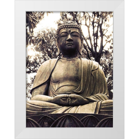 Japanese Buddha Statue White Modern Wood Framed Art Print by Urban Epiphany
