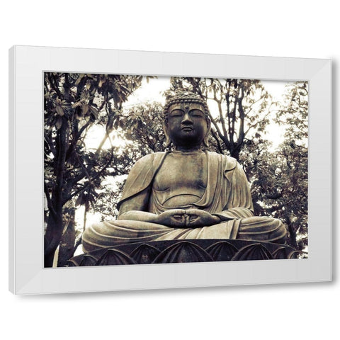 Japanese Buddha Statue 2 White Modern Wood Framed Art Print by Urban Epiphany