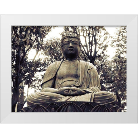 Japanese Buddha Statue 2 White Modern Wood Framed Art Print by Urban Epiphany