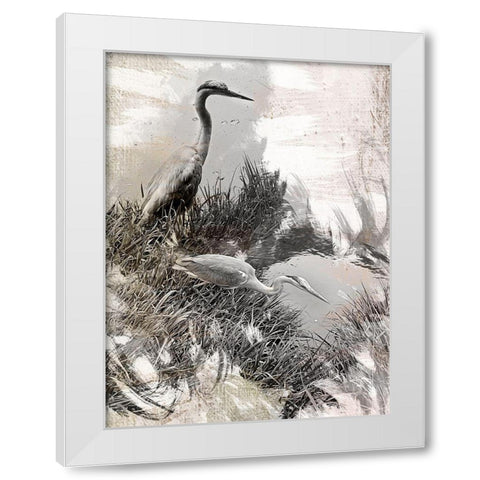 Japanese Herons White Modern Wood Framed Art Print by Urban Epiphany