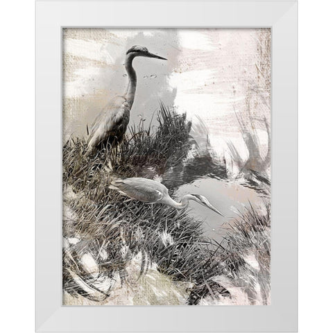 Japanese Herons White Modern Wood Framed Art Print by Urban Epiphany