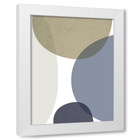 MidCentury Navy Taupe 3 White Modern Wood Framed Art Print by Urban Epiphany