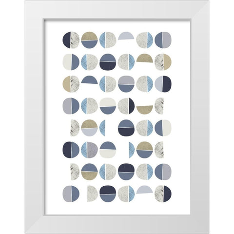 MidCentury Navy Taupe 7 White Modern Wood Framed Art Print by Urban Epiphany