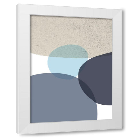 MidCentury Navy Taupe 9 White Modern Wood Framed Art Print by Urban Epiphany