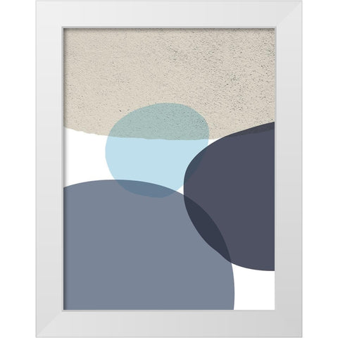 MidCentury Navy Taupe 9 White Modern Wood Framed Art Print by Urban Epiphany