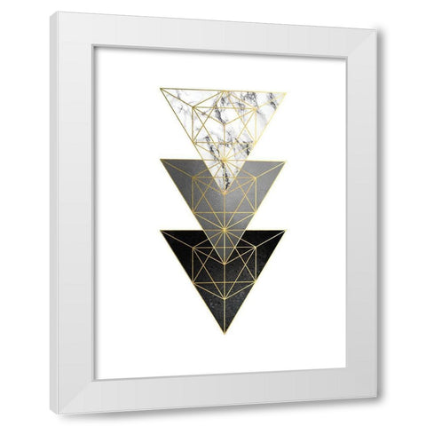 3 Triangles White Modern Wood Framed Art Print by Urban Epiphany