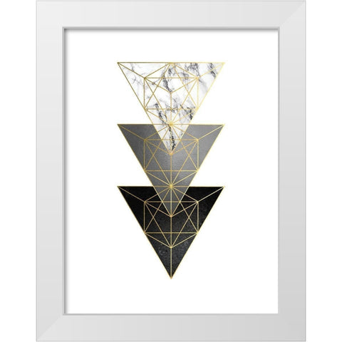 3 Triangles White Modern Wood Framed Art Print by Urban Epiphany