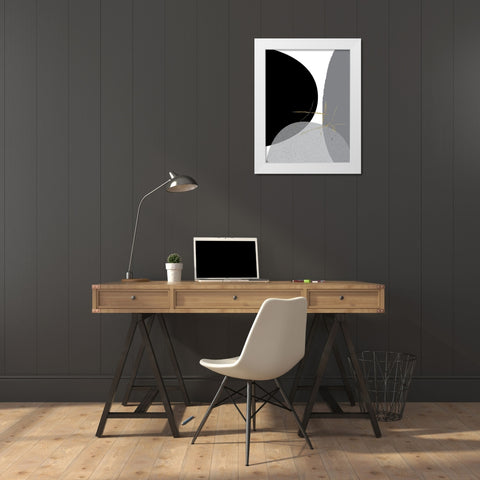Black Gold Minimalist 1 White Modern Wood Framed Art Print by Urban Epiphany