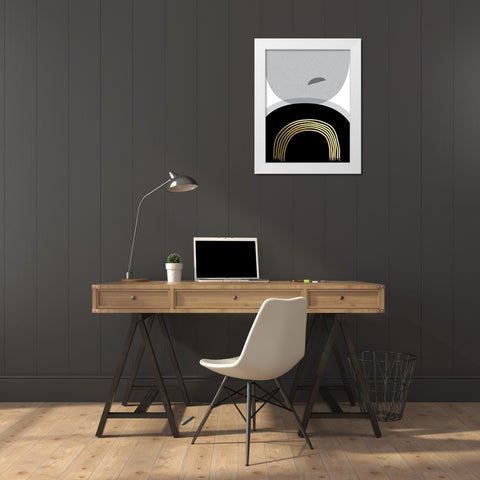 Black Gold Minimalist 2 White Modern Wood Framed Art Print by Urban Epiphany