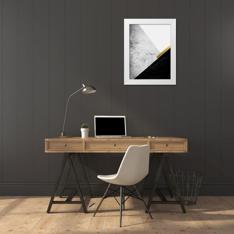 Black Grey Gold Mountains 1 White Modern Wood Framed Art Print by Urban Epiphany