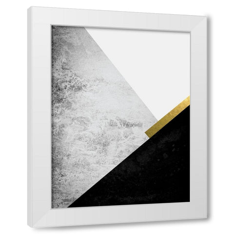 Black Grey Gold Mountains 1 White Modern Wood Framed Art Print by Urban Epiphany