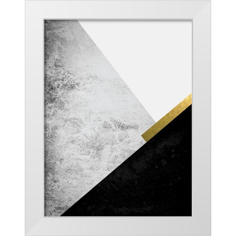 Black Grey Gold Mountains 1 White Modern Wood Framed Art Print by Urban Epiphany