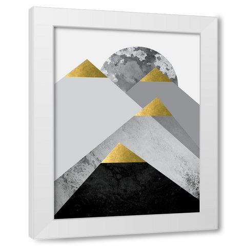 Black Grey Gold Mountains 2 White Modern Wood Framed Art Print by Urban Epiphany
