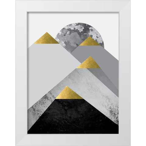 Black Grey Gold Mountains 2 White Modern Wood Framed Art Print by Urban Epiphany