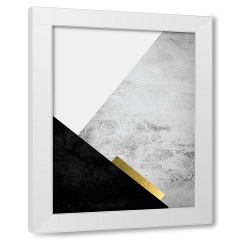 Black Grey Gold Mountains 3 White Modern Wood Framed Art Print by Urban Epiphany