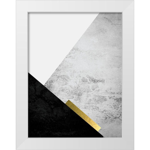 Black Grey Gold Mountains 3 White Modern Wood Framed Art Print by Urban Epiphany