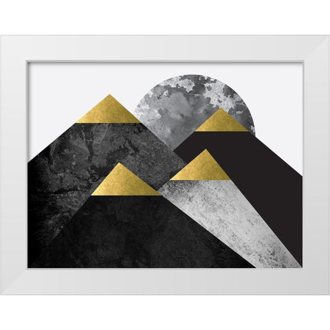 Black and Gold Mountains 2 White Modern Wood Framed Art Print by Urban Epiphany