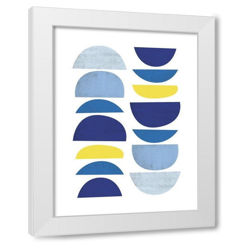 Blue Yellow Modern 1 White Modern Wood Framed Art Print by Lula Bijoux and Company