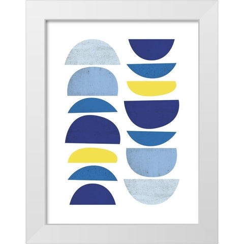Blue Yellow Modern 1 White Modern Wood Framed Art Print by Lula Bijoux and Company