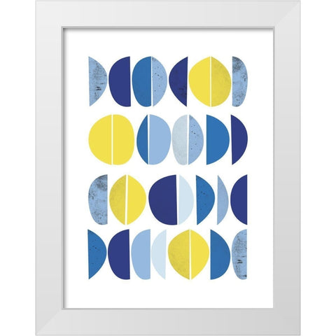 Blue Yellow Modern 2 White Modern Wood Framed Art Print by Lula Bijoux and Company