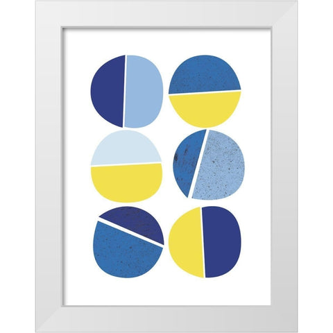Blue Yellow Modern 4 White Modern Wood Framed Art Print by Lula Bijoux and Company