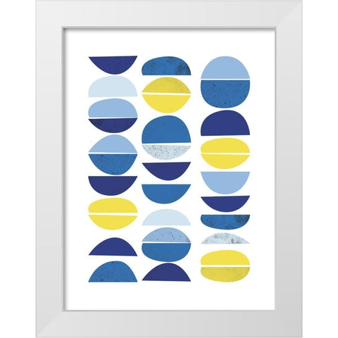 Blue Yellow Modern 5 White Modern Wood Framed Art Print by Lula Bijoux and Company
