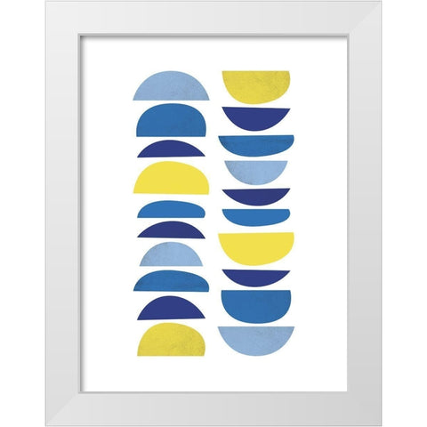 Blue Yellow Modern 6 White Modern Wood Framed Art Print by Lula Bijoux and Company