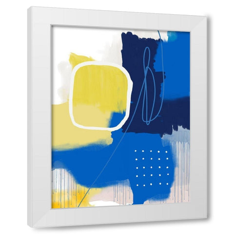 Modern Abstract Yellow Blue 1 White Modern Wood Framed Art Print by Lula Bijoux and Company
