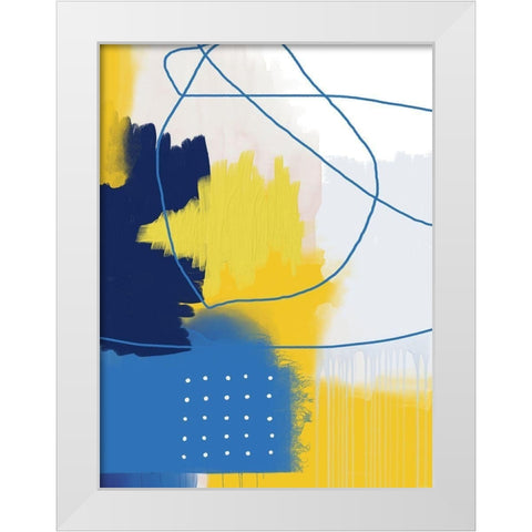 Modern Abstract Yellow Blue 2 White Modern Wood Framed Art Print by Lula Bijoux and Company