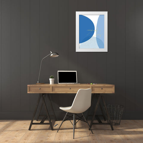 Blue Yellow Minimalist 1 White Modern Wood Framed Art Print by Lula Bijoux and Company