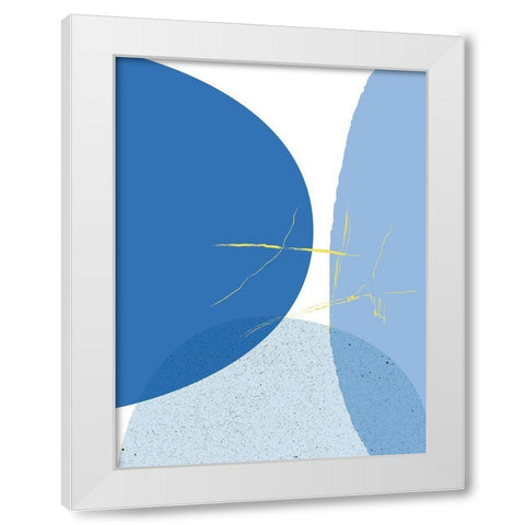 Blue Yellow Minimalist 1 White Modern Wood Framed Art Print by Lula Bijoux and Company