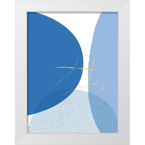 Blue Yellow Minimalist 1 White Modern Wood Framed Art Print by Lula Bijoux and Company
