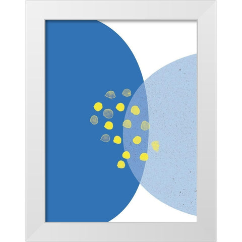Blue Yellow Minimalist 3 White Modern Wood Framed Art Print by Lula Bijoux and Company