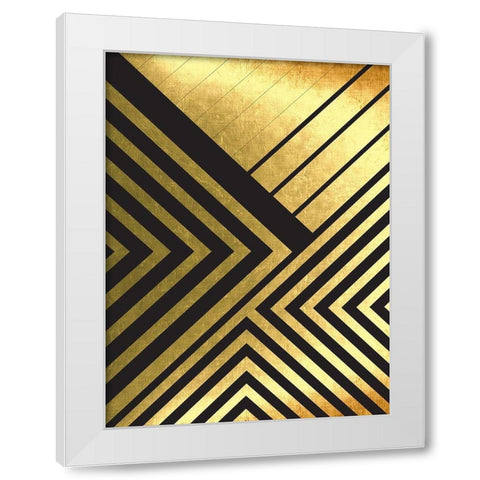Black And Gold Geometric Lines 2 White Modern Wood Framed Art Print by Urban Epiphany