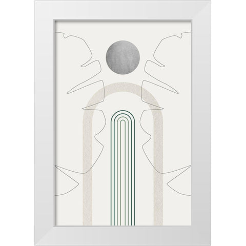 Mid Century Modern Gray Moon 1 White Modern Wood Framed Art Print by Urban Epiphany