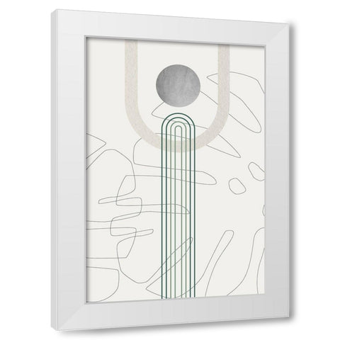 Mid Century Modern Gray Moon 2 White Modern Wood Framed Art Print by Urban Epiphany