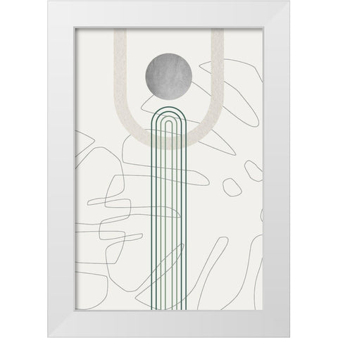 Mid Century Modern Gray Moon 2 White Modern Wood Framed Art Print by Urban Epiphany