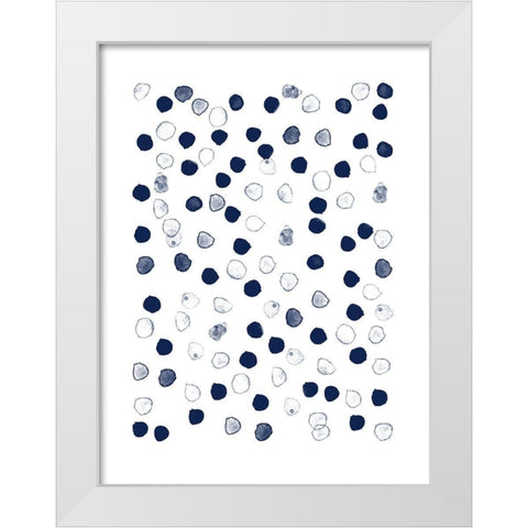 Navy Blue Watercolor Daubs White Modern Wood Framed Art Print by Urban Epiphany